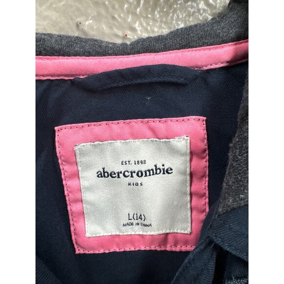 Abercrombie Kids Girls Cotton Hoody Jacket Blue Gray Gorpcore Outdoor Size 14 - Picture 2 of 5